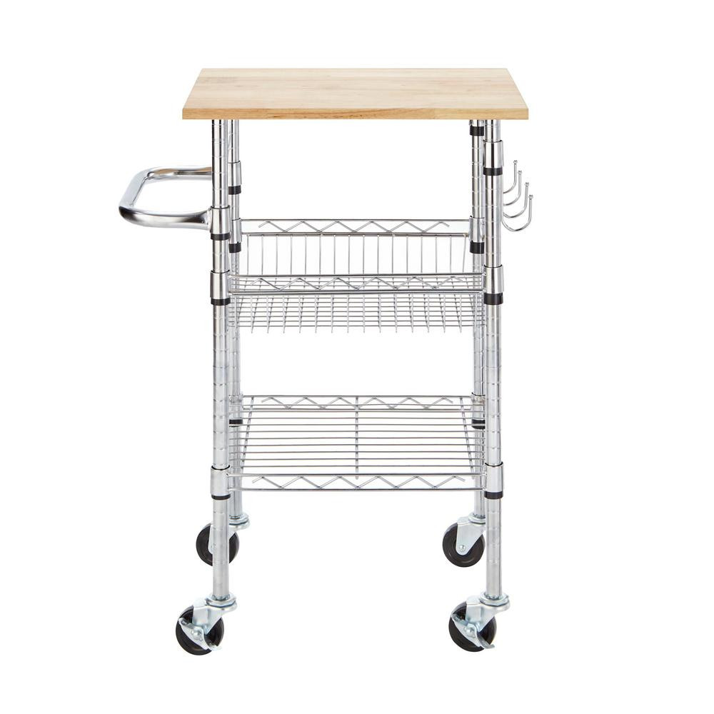 Small Rolling Kitchen Cart
 Small Kitchen Island Cart Chrome Wood Top Rolling Cutting