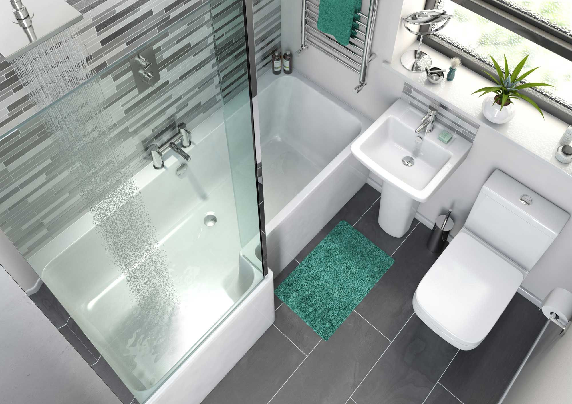 Small Square Bathroom
 Small bathroom suite perfect for UK bathrooms and