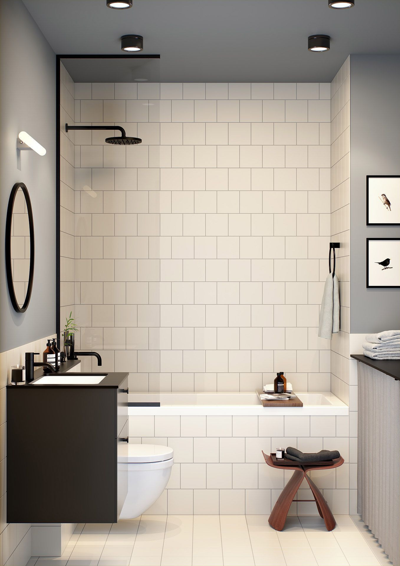 Small Square Bathroom
 possibilidade de banheira ⚠ CHUVEIRO PRETO E