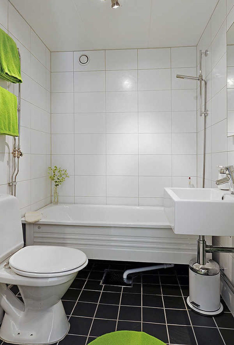 Small Square Bathroom
 Square and rectangular tiles Charming White Small Bathroom