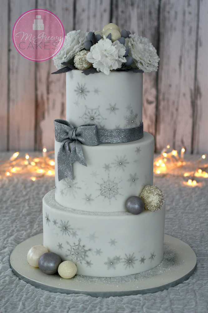 Snowflake Wedding Cakes
 A little Bling Bling Winter Wedding Cake McGreevy Cakes