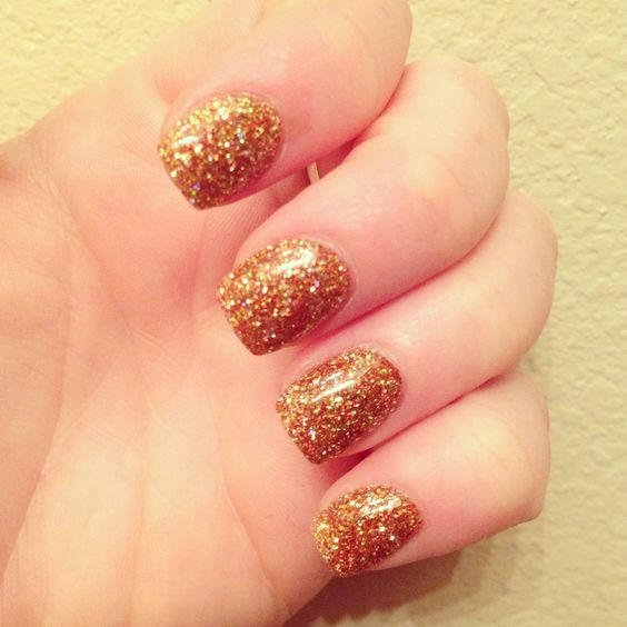Sns Glitter Nails
 Gold glitter nails SNS all natural nail system that is as