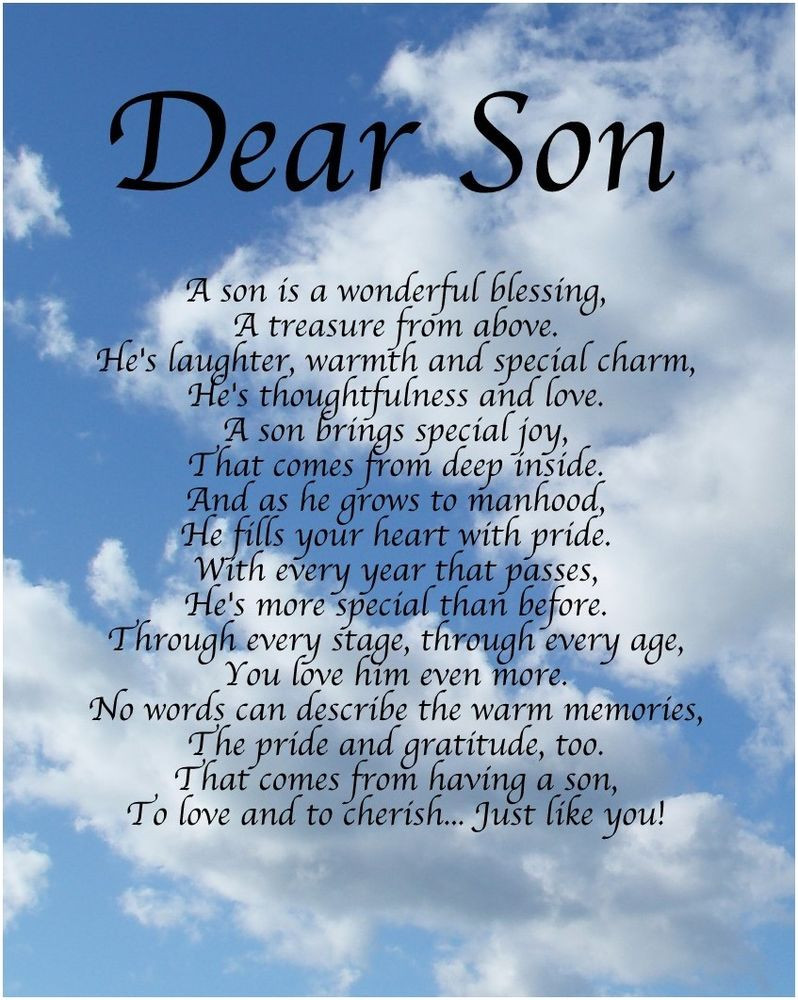 Son Birthday Wishes From Mom
 Personalised Dear Son Poem Birthday Christmas Gift Present
