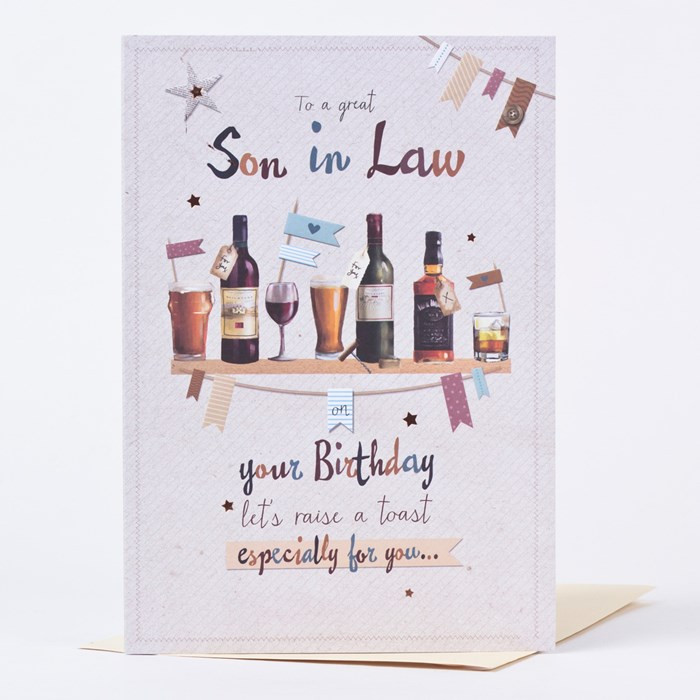 Son In Law Birthday Card
 Birthday Card Son in Law Raise A Toast