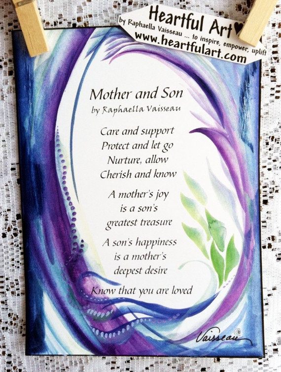 Sons Birthday Quotes From Mom
 MOTHER and SON Original Poem Inspirational Quote by