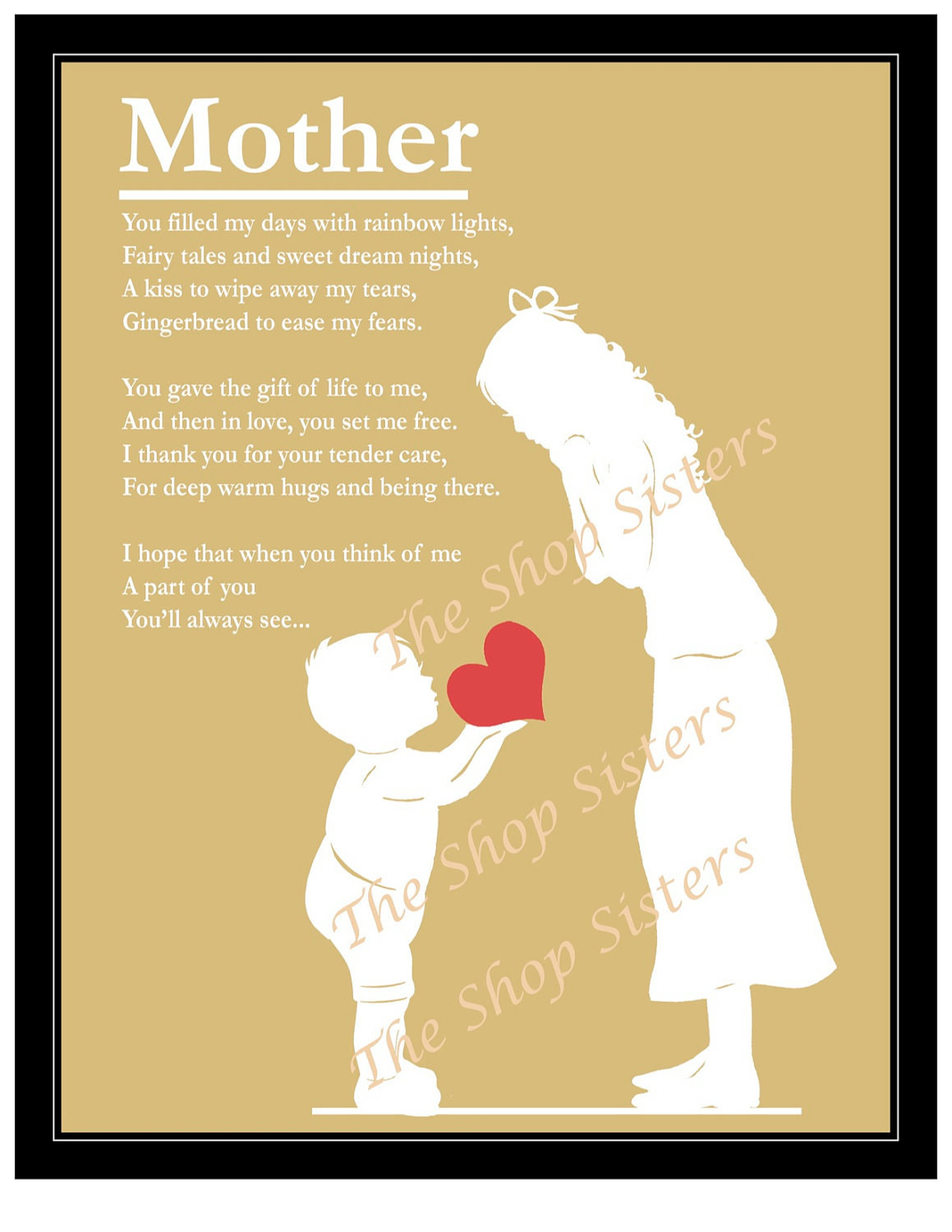 Sons Quotes To Mother
 Mother s Day Mother and Son Poem Heart Silhouette Natural
