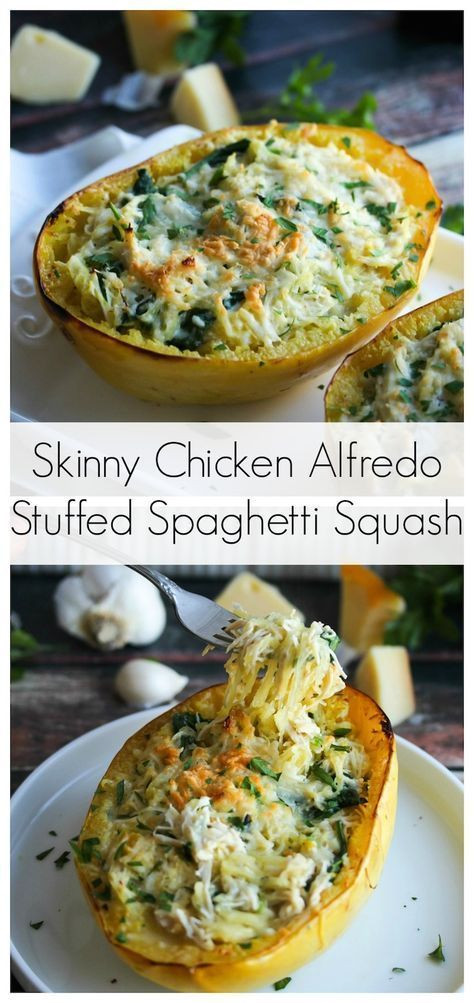 Spaghetti Squash Fiber
 Skinny Chicken Alfredo Stuffed Spaghetti Squash