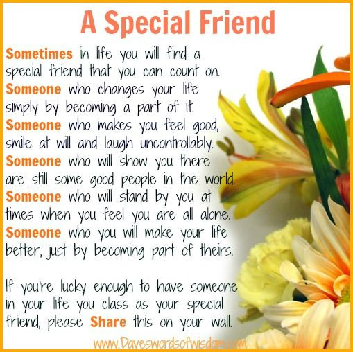 Special Friend Birthday Quote
 Special Friends poems