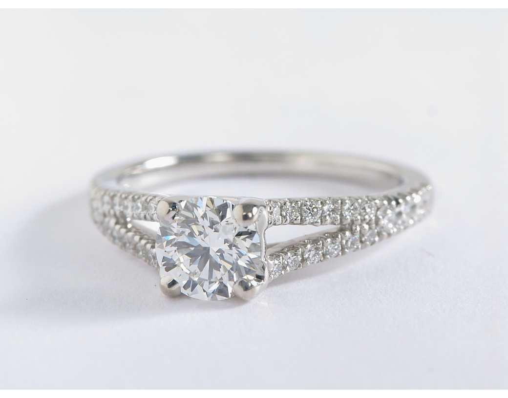 Split Shank Diamond Engagement Ring
 Split Shank Trellis Diamond Engagement Ring in 14k White