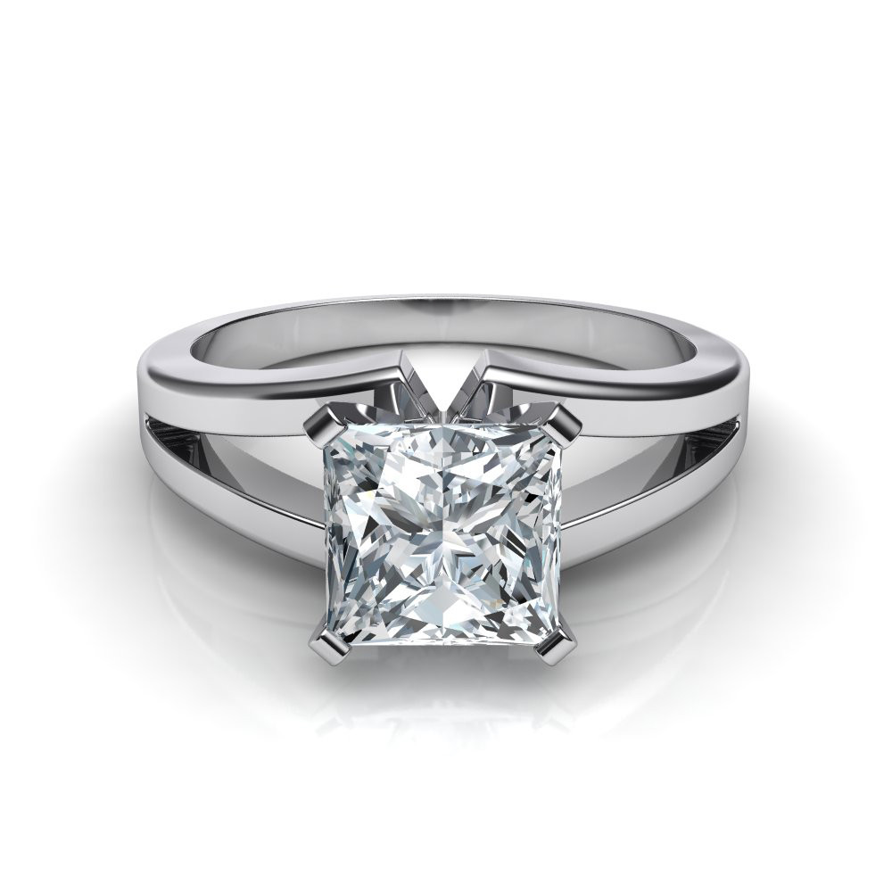 Split Shank Diamond Engagement Ring
 Split Shank Princess Cut Diamond Solitaire Engagement Ring