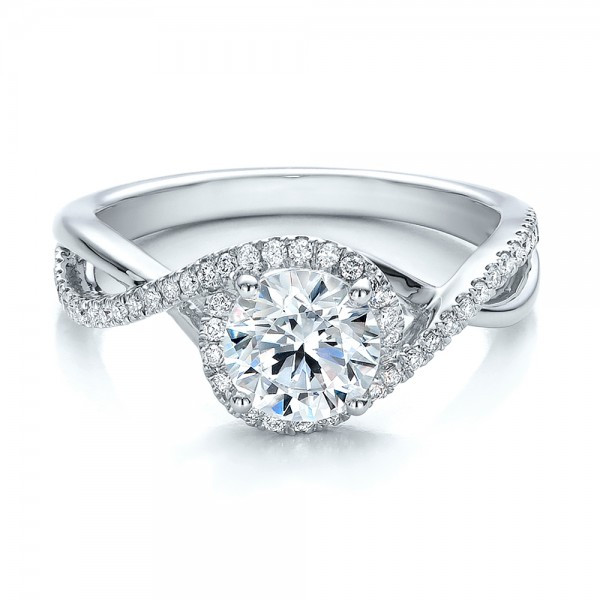 Split Shank Diamond Engagement Ring
 Contemporary Halo and Split Shank Diamond Engagement Ring