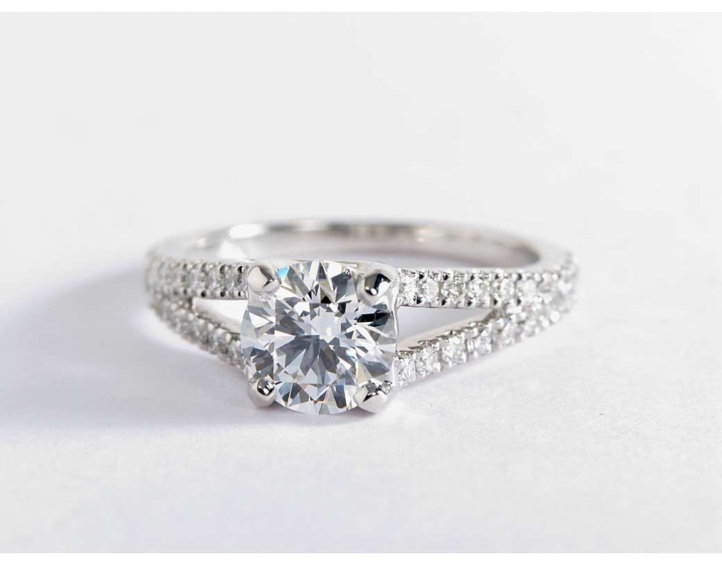 Split Shank Diamond Engagement Ring
 Split Shank Trellis Diamond Engagement Ring in 14k White