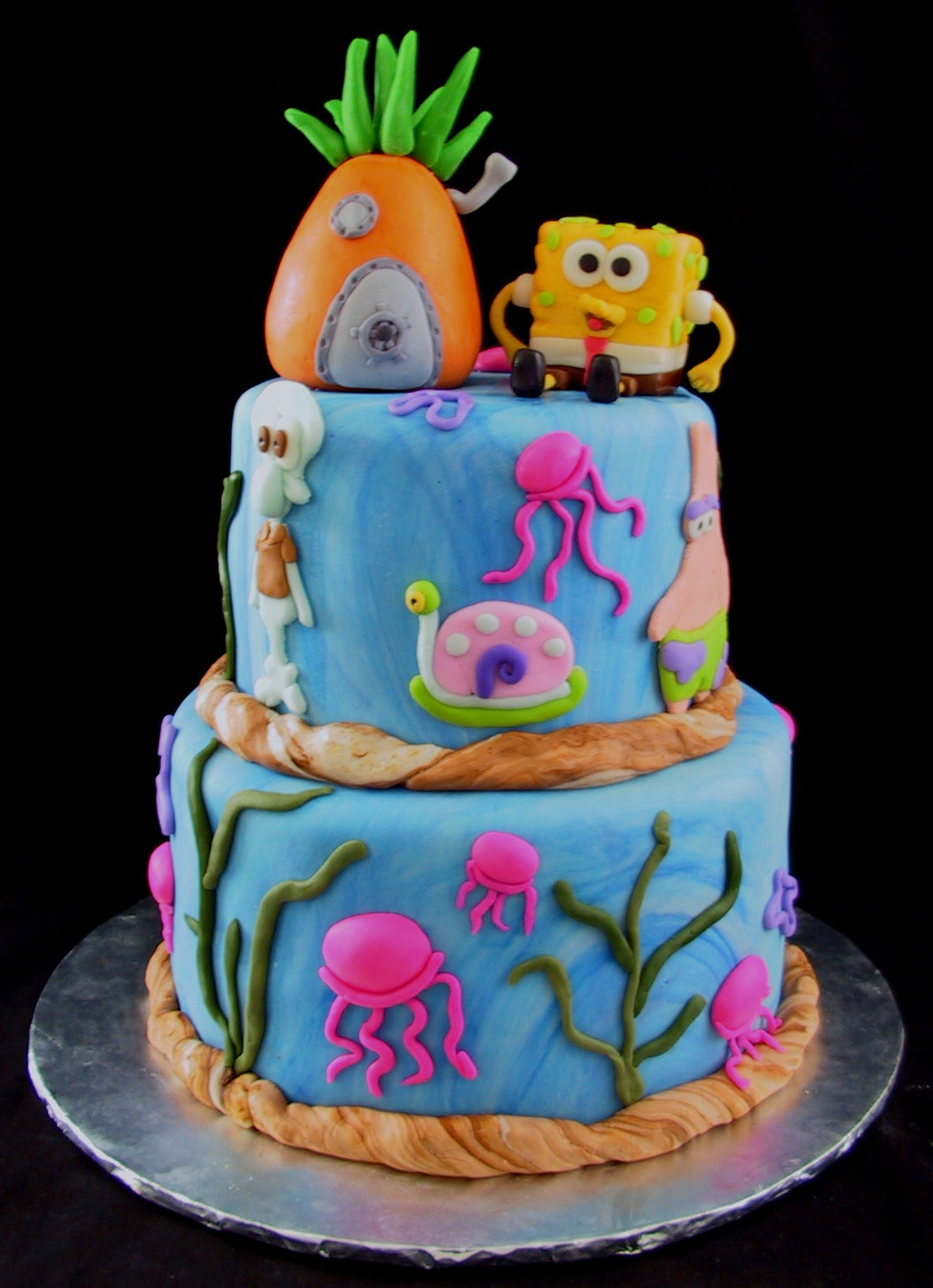 Spongebob Birthday Cakes
 Fondant Tiered Sponge Bob Birthday Cake – Danville KY