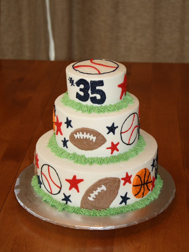 Sports Birthday Cakes
 Party Cakes 3 tier Sports Birthday Cake