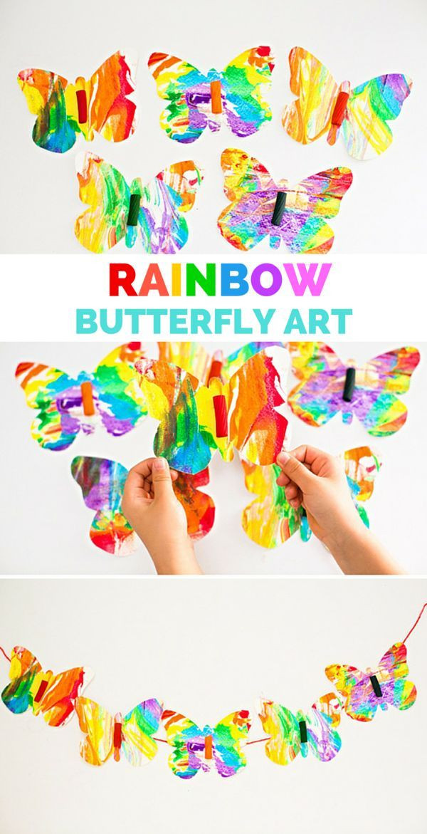 Spring Art For Toddlers
 RAINBOW MARBLED BUTTERFLY PASTA ART