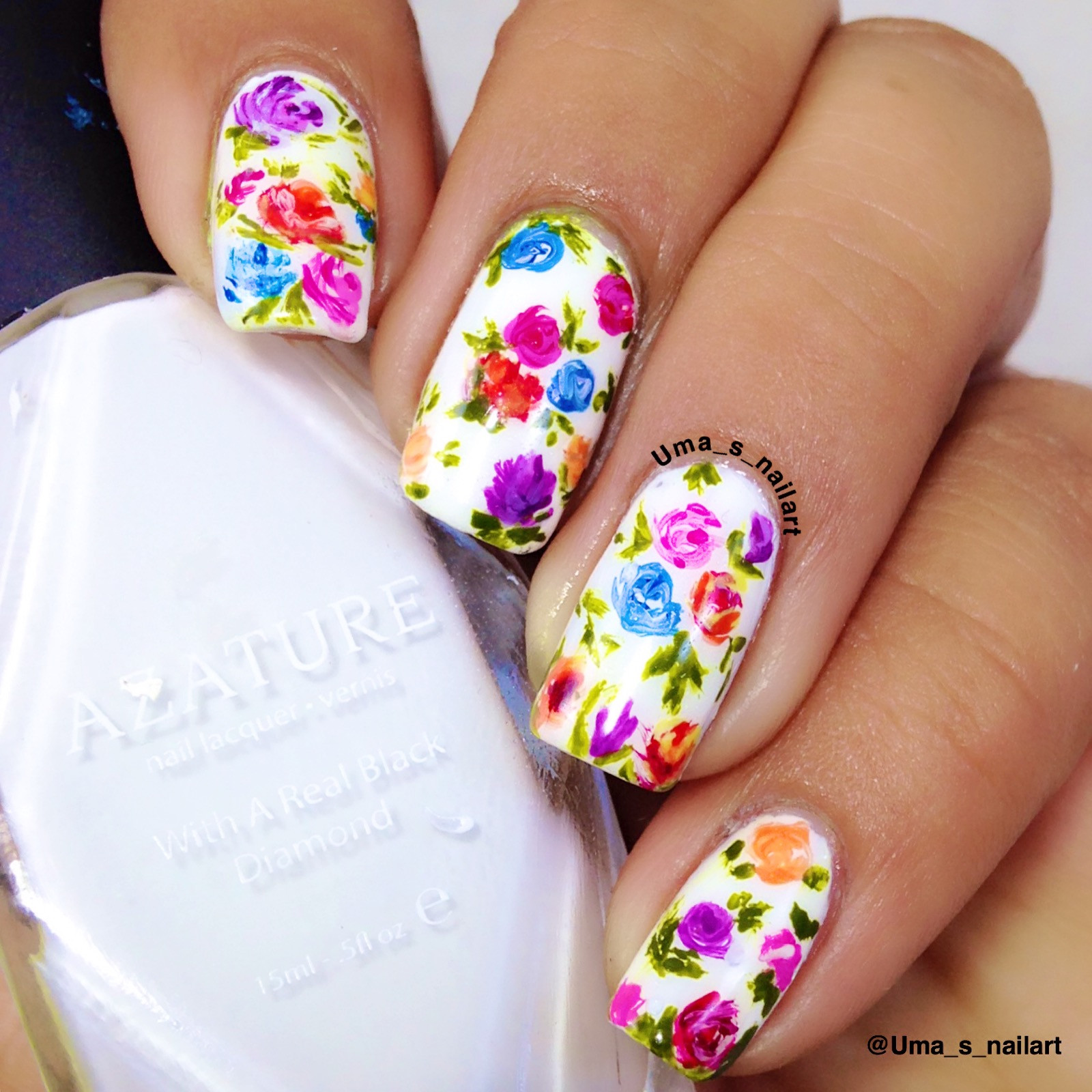 Spring Flower Nail Designs
 Freehand Spring Flowers Nail Art