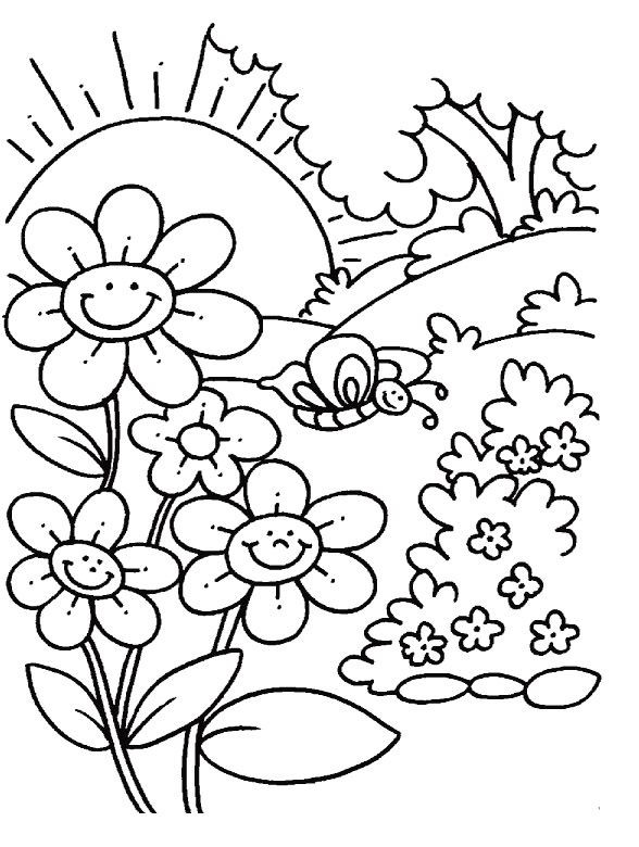 Spring Kids Coloring Pages
 Spring Coloring Sheets Free Printable