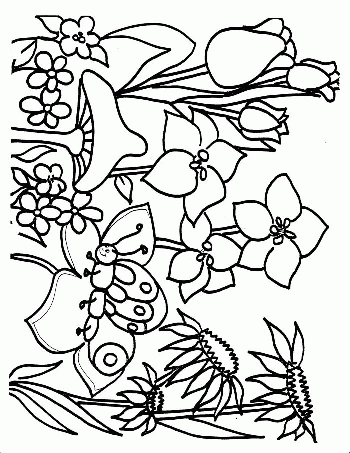 Spring Kids Coloring Pages
 flower Page Printable Coloring Sheets