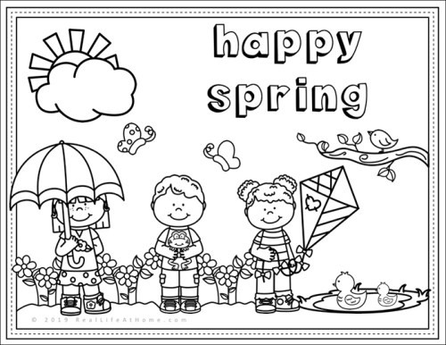 Spring Kids Coloring Pages
 Happy Spring Free Spring Coloring Page Printable for Kids