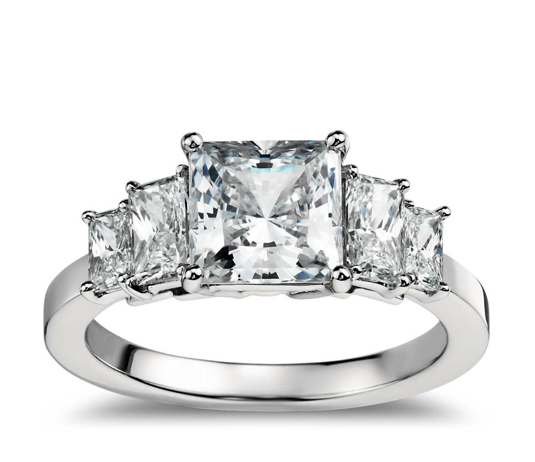 Square Cut Diamond Engagement Rings
 Four Stone Square Brilliant Diamond Engagement Ring in