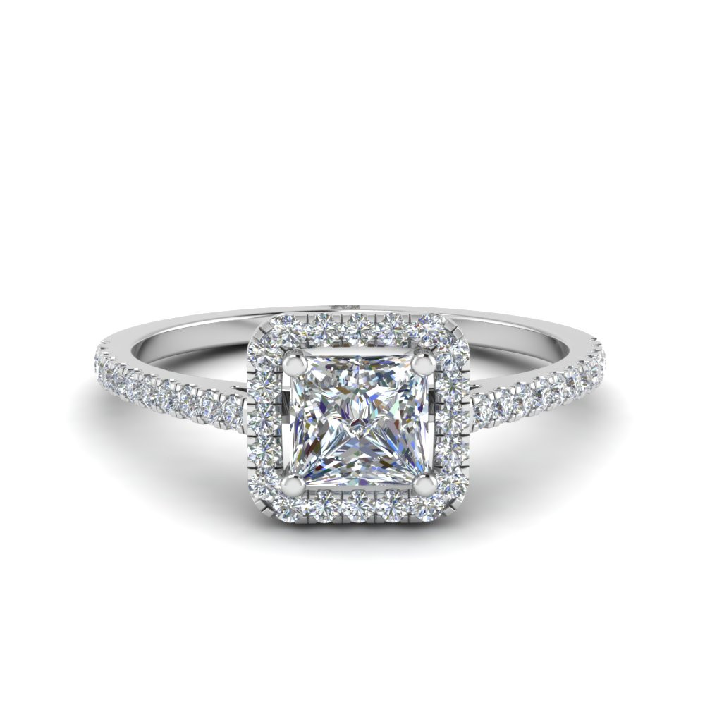 Square Cut Diamond Engagement Rings
 Princess Cut Square Halo Delicate Engagement Diamond Ring