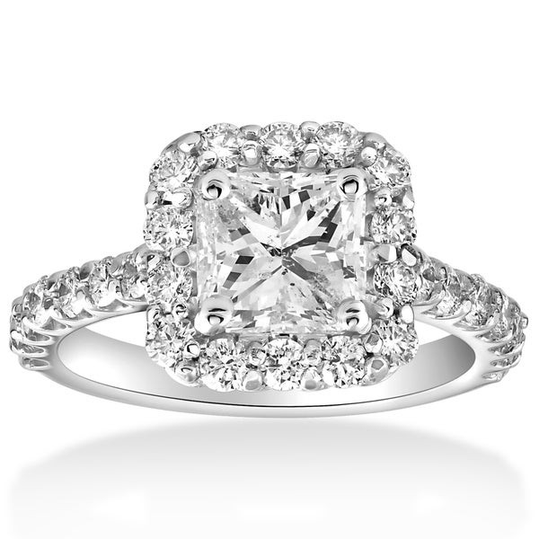 Square Cut Diamond Engagement Rings
 Shop 14k White Gold 2 cttw Halo Princess Square Cut