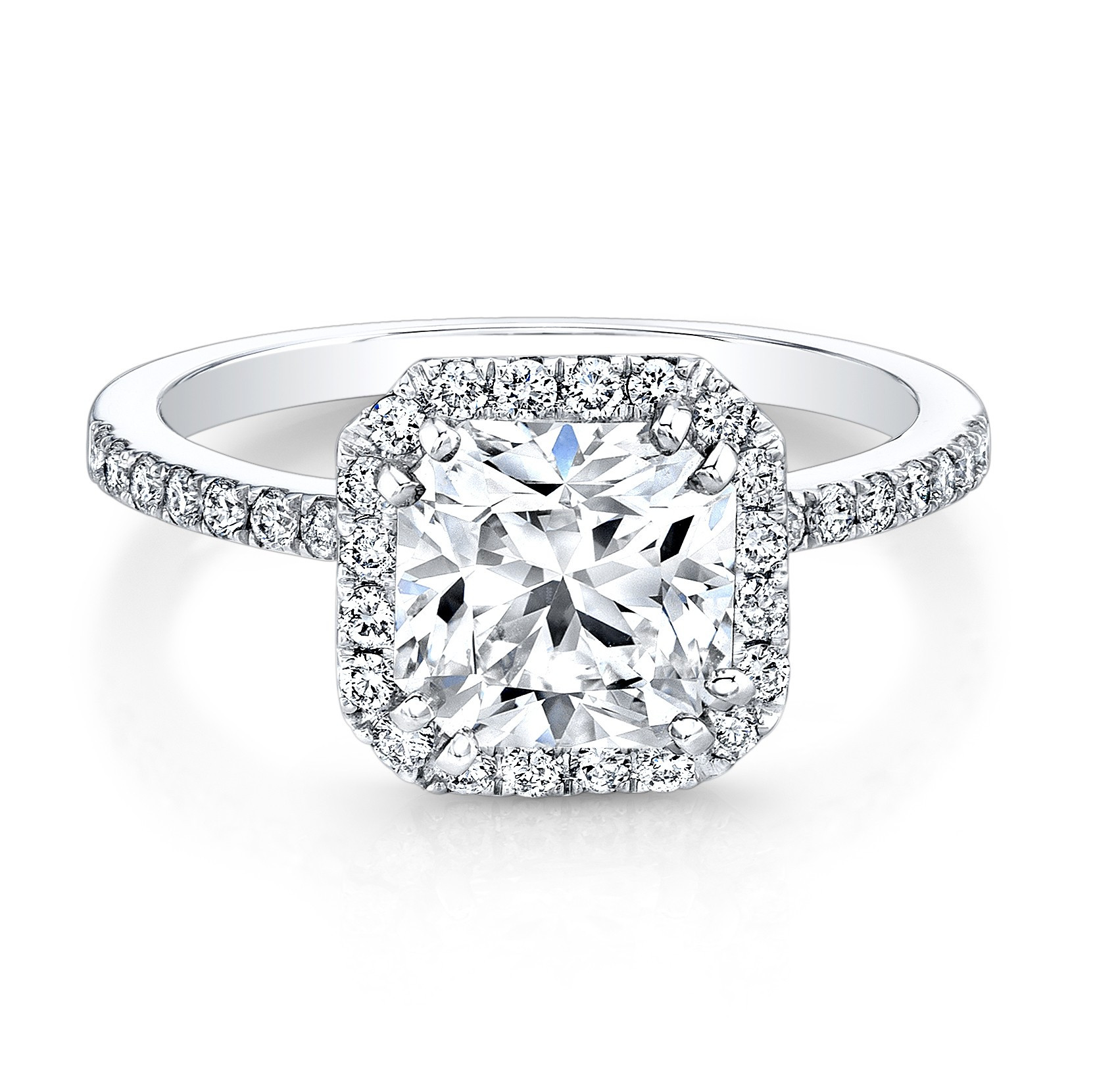 Square Cut Diamond Engagement Rings
 White Gold Square Halo Bezel Set Diamond Ring Engagement