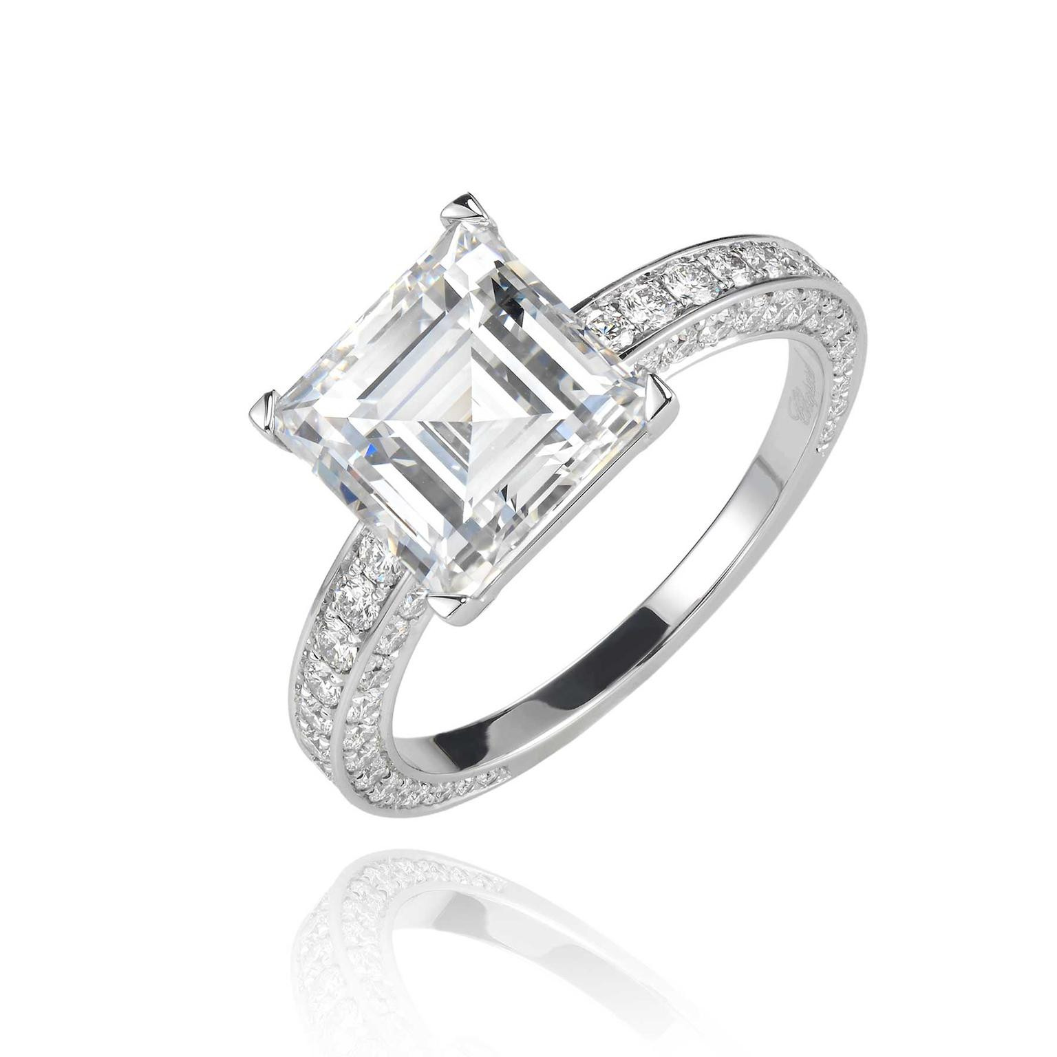 Square Cut Diamond Engagement Rings
 3 19ct step cut diamond engagement ring Chopard