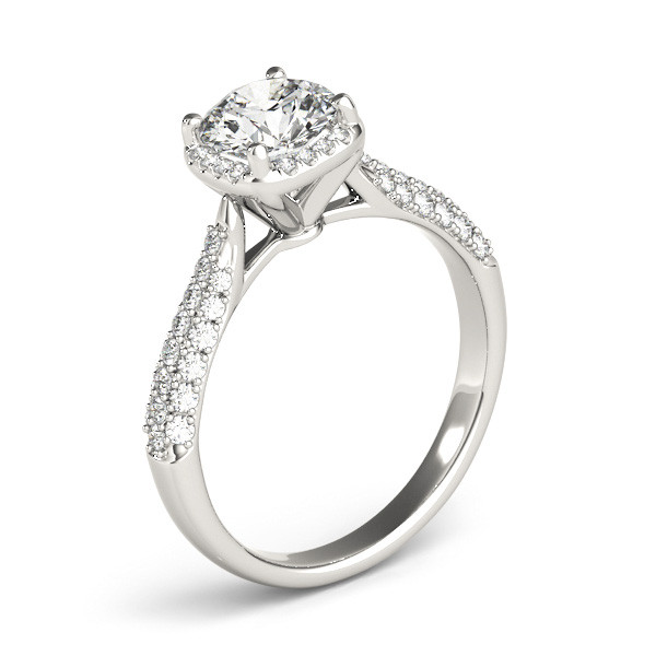 Square Cut Diamond Engagement Rings
 Round Cut Square Halo Pave Diamond Engagement Ring 14k