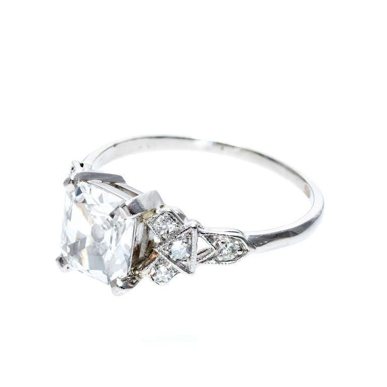 Square Cut Diamond Engagement Rings
 Antique Square Cut Diamond Platinum Engagement Ring at 1stdibs