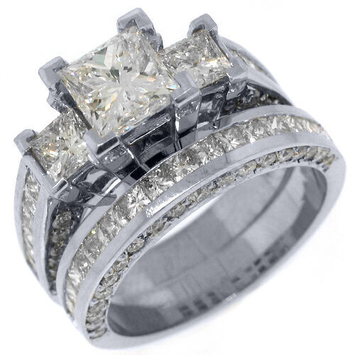 Square Diamond Wedding Rings
 3 5 CARAT DIAMOND ENGAGEMENT RING WEDDING BAND SET SQUARE