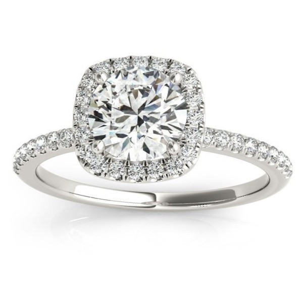 Square Diamond Wedding Rings
 Square Halo Diamond Engagement Ring Setting 18k White Gold
