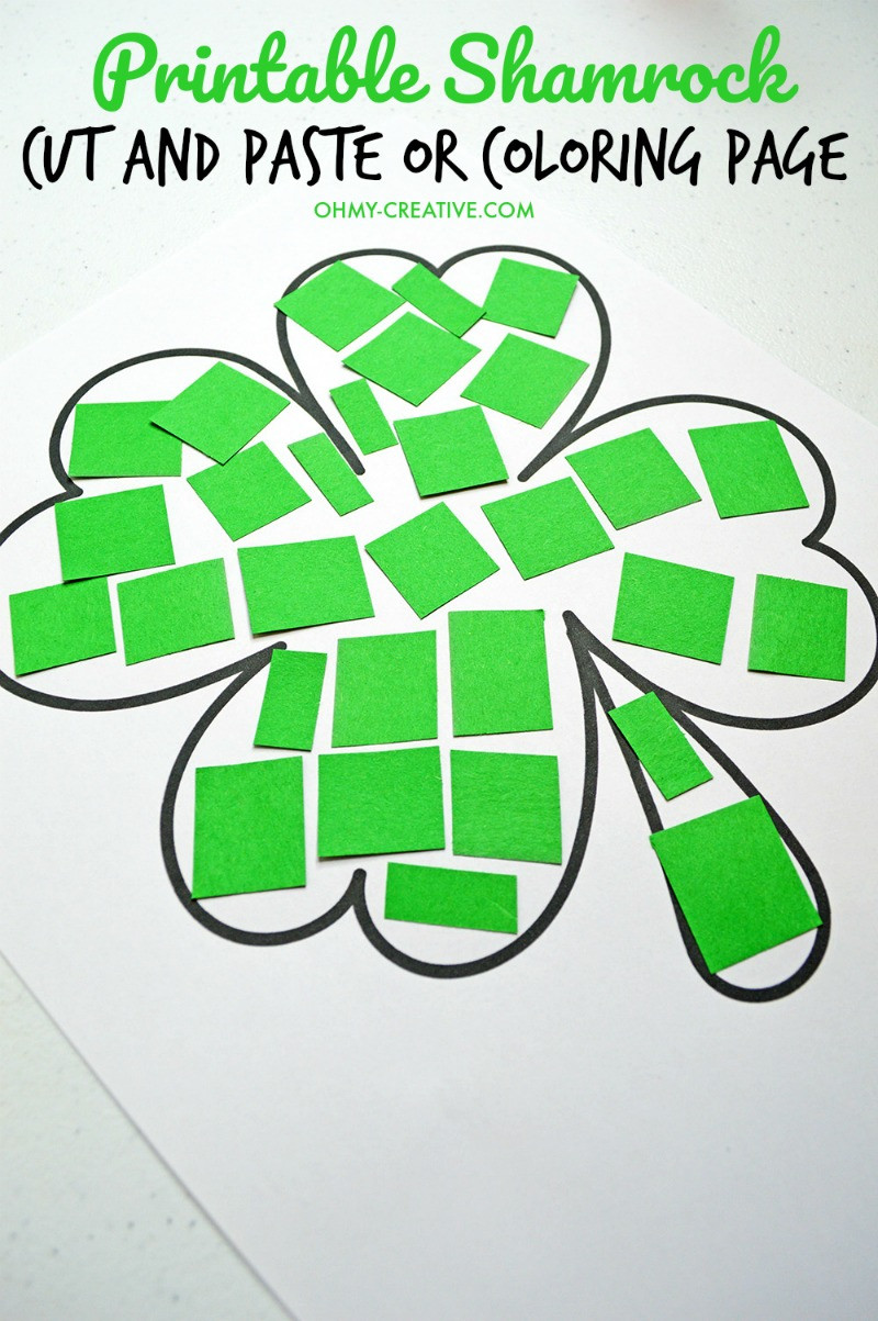 St Patrick Day Activities For Preschoolers
 Cut And Paste Shamrock Template or Coloring Page Oh My