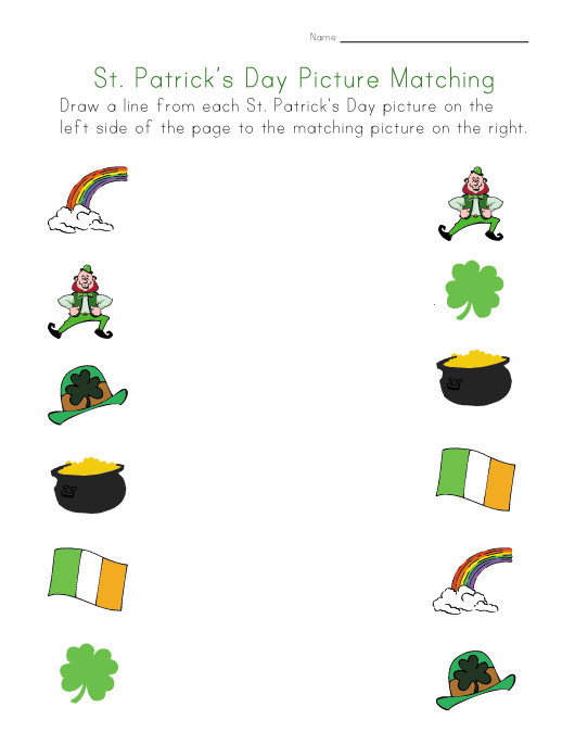 St Patrick Day Activities For Preschoolers
 St Patrick s Day Matching Worksheet