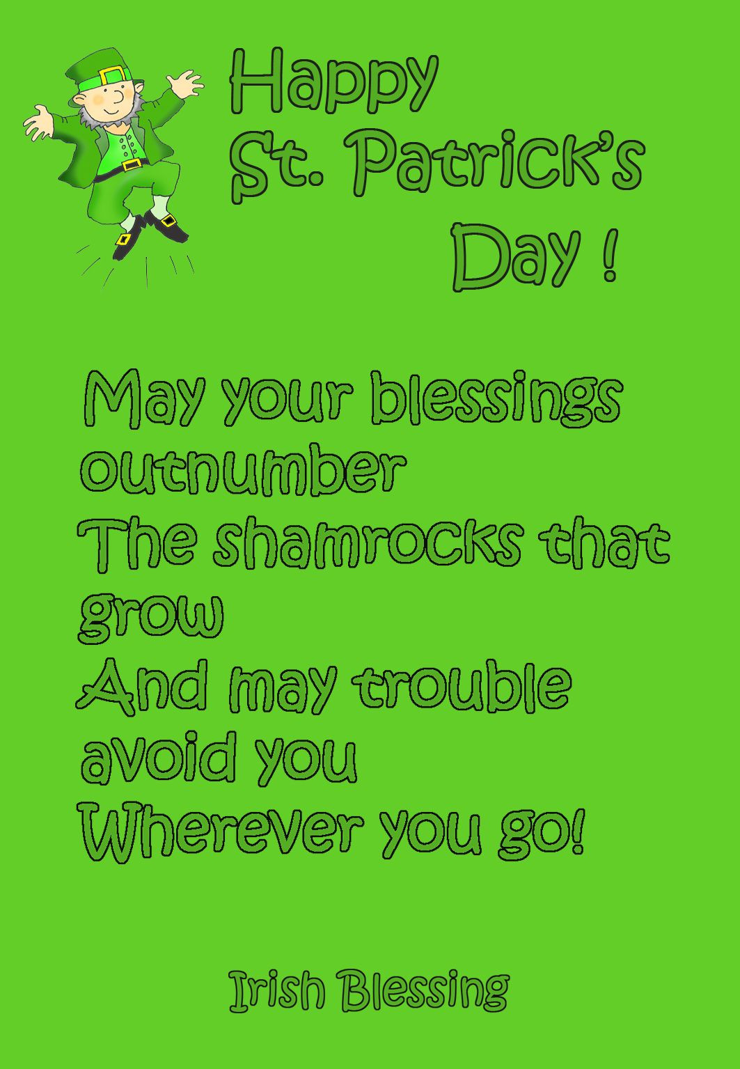St Patrick Day Birthday Quotes
 St Patrick s day poem and leprechaun Postcards