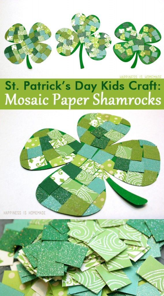 St Patrick Day Craft Ideas
 St Patrick s Day Kids Craft Mosaic Paper Shamrocks