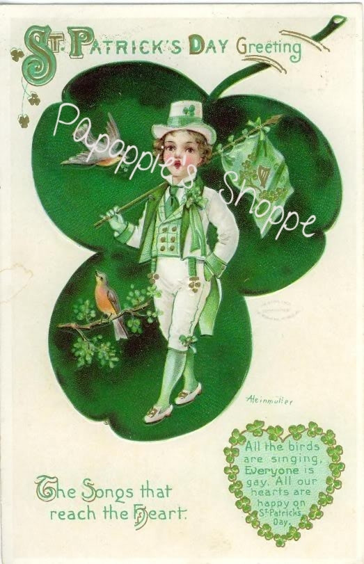 St Patrick's Day Quotes And Images
 St Patrick s Day Fabric Block Vintage Postcard on Fabric