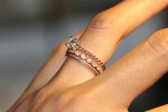 Stacked Wedding Bands
 Stacked Rings with Solitaire Show me Weddingbee