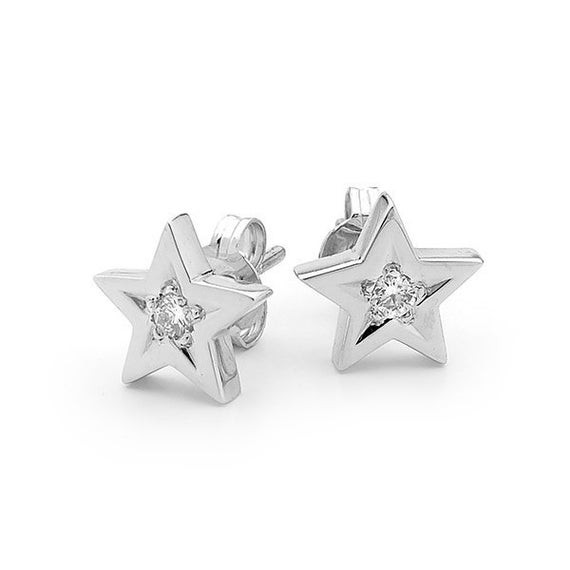 Star Stud Earrings
 Diamond Star studs Small White Gold Diamond Star stud