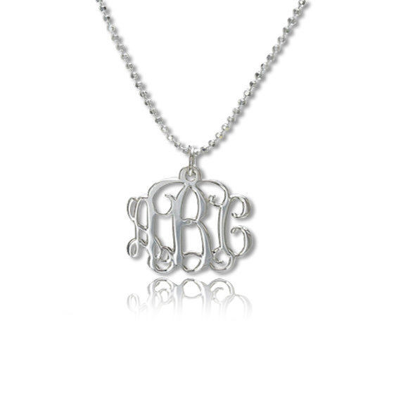 Sterling Silver Monogram Necklace
 Personalized Small Sterling Silver Monogram Necklace USA