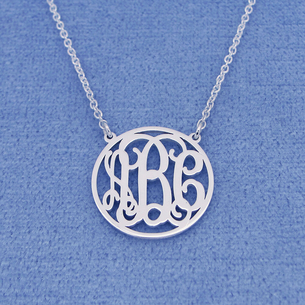 Sterling Silver Monogram Necklace
 Personalized Sterling Silver 3 Initials Circle Monogram