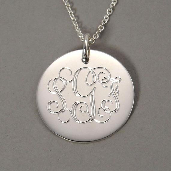 Sterling Silver Monogram Necklace
 Sterling silver personalized monogram pendant by GaudyBaubles