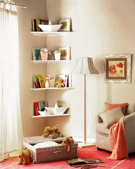 Storage Shelves For Kids Room
 Simple DIY Corner Book Shelves Adding Storage Spaces to