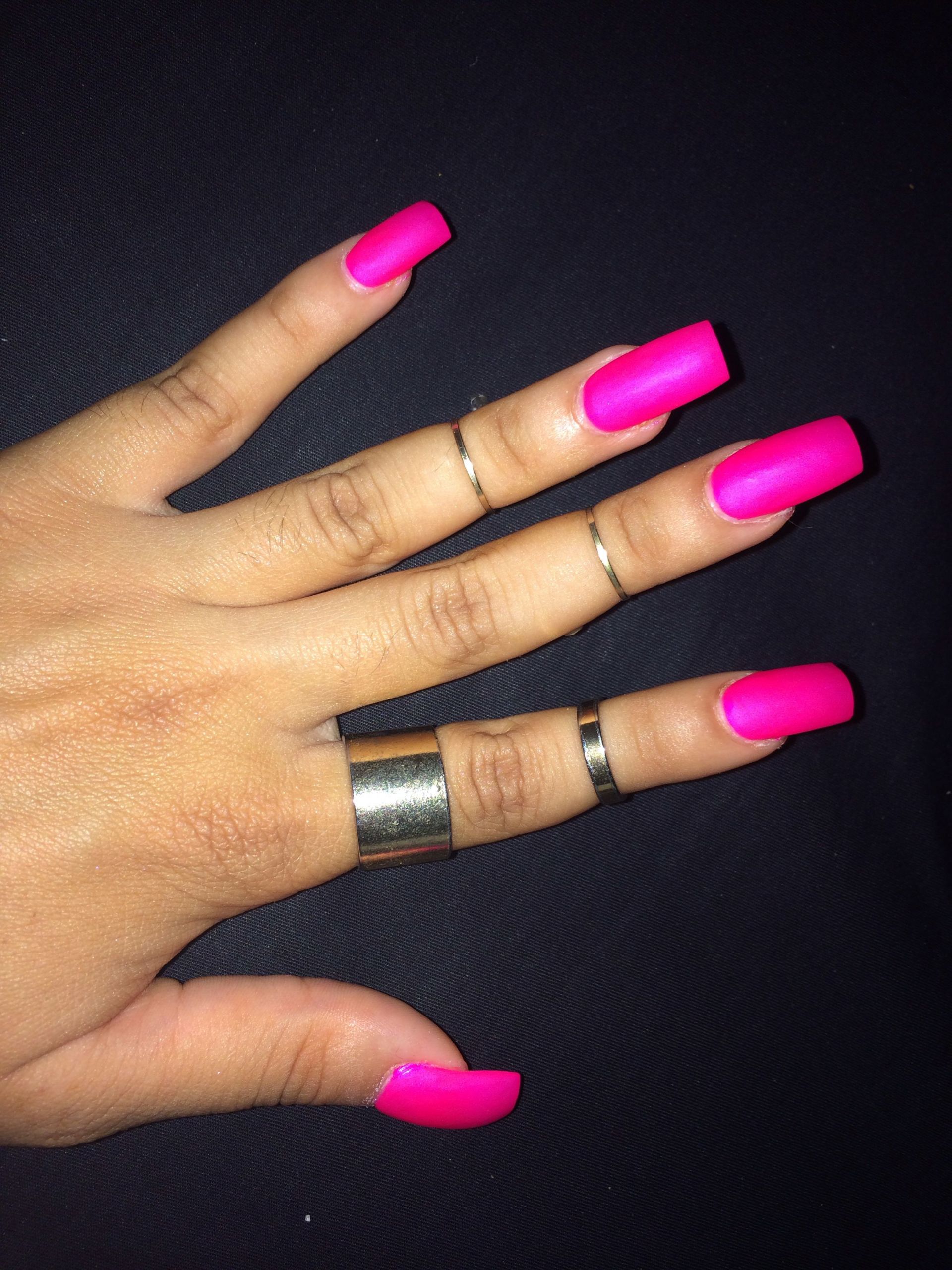 Summer Acrylic Nail Colors
 Square acrylic nails Bright pink summer color with matte