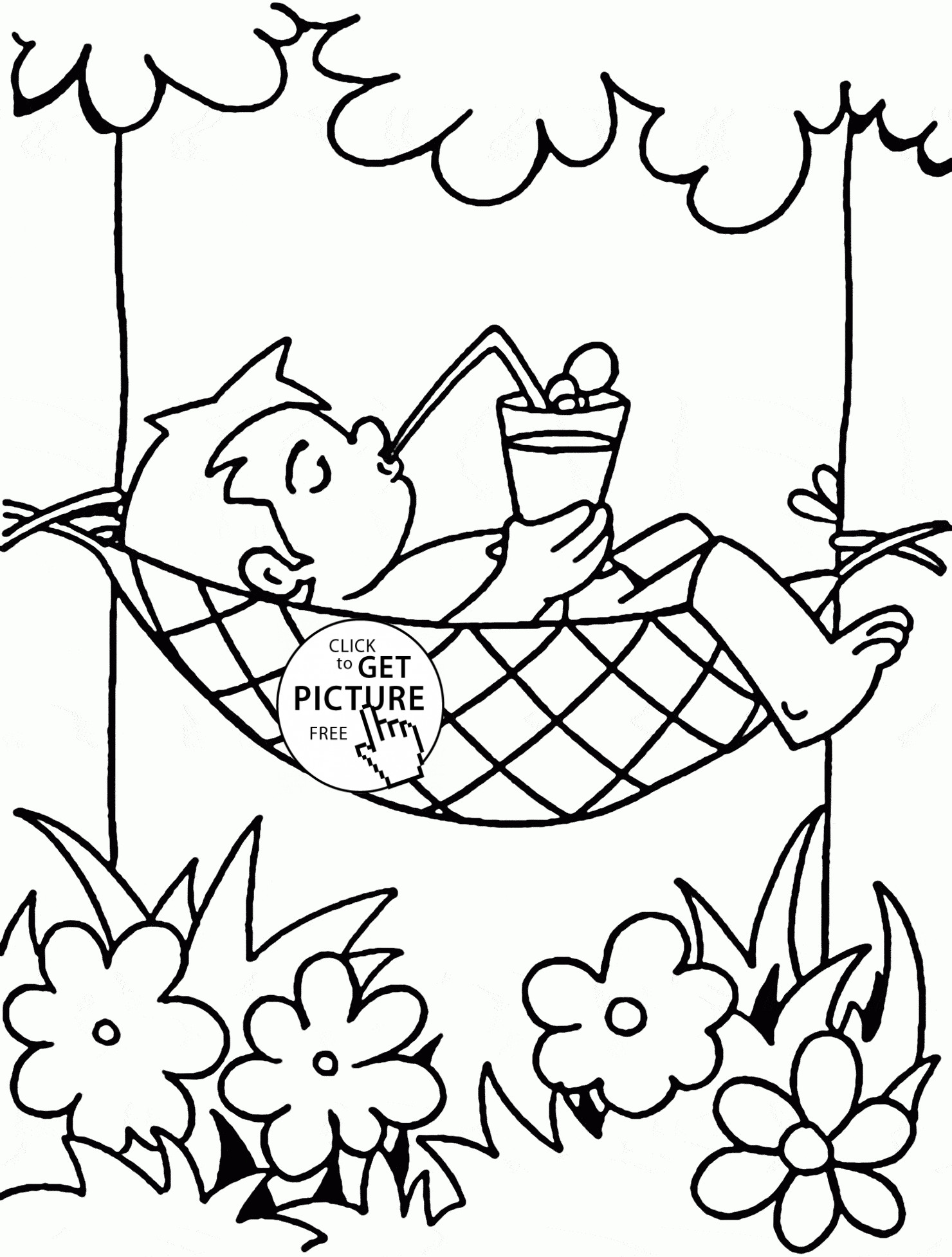 Summer Coloring Sheets For Kids
 Vacation in Summertime coloring page for kids seasons