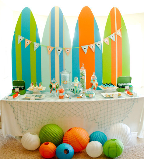 Summer Themed Birthday Party Ideas
 Surf s Up Surfing Kids Summer Party Ideas Itsy Belle