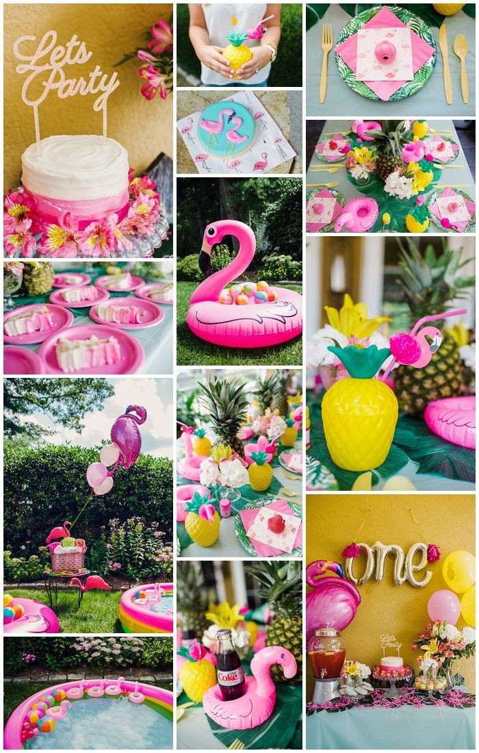 Summer Themed Birthday Party Ideas
 First Birthday Party with Flamingo and Pineapple Theme in