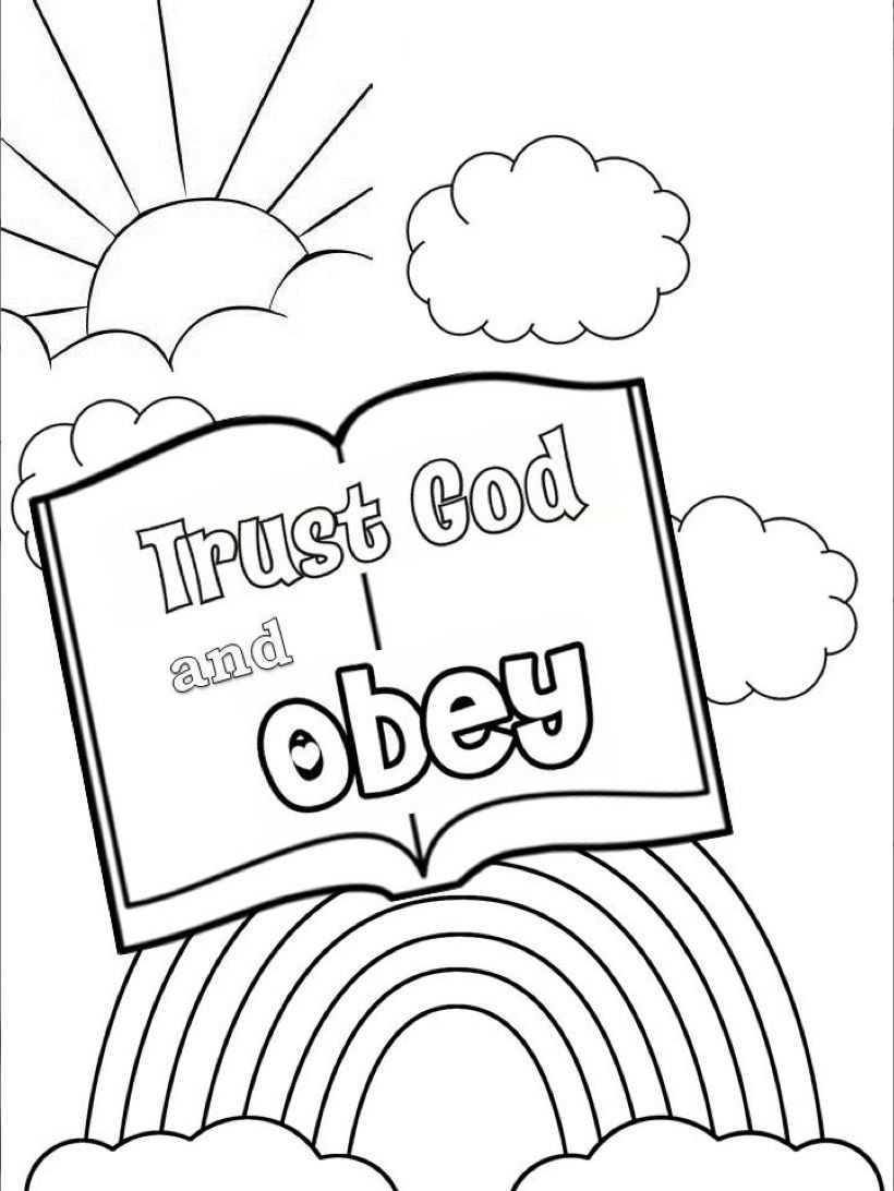 Sunday School Coloring Pages Kids
 Trust and obey coloring page