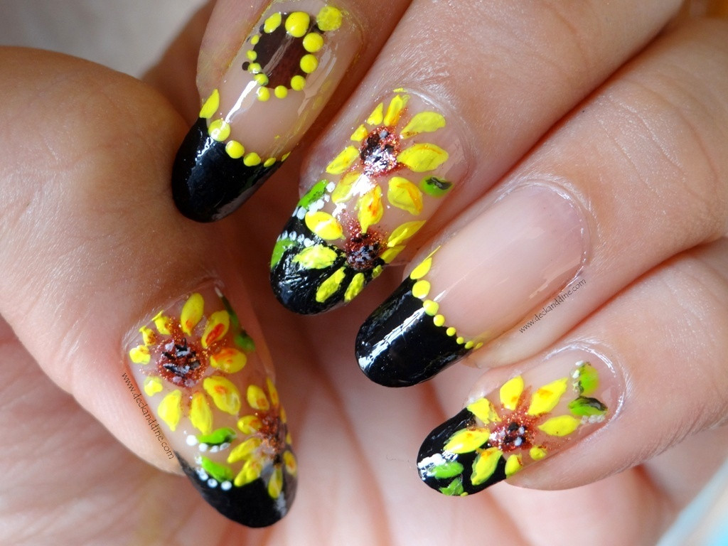 Sunflower Nail Designs
 Summer Sunflower Nail Art Step by Step Tutorial Deck and