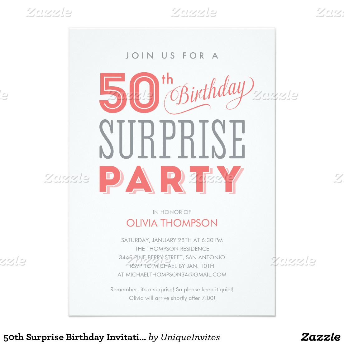 Surprise Birthday Invitation Wording
 Surprise 50th Birthday Party Invitation Wording